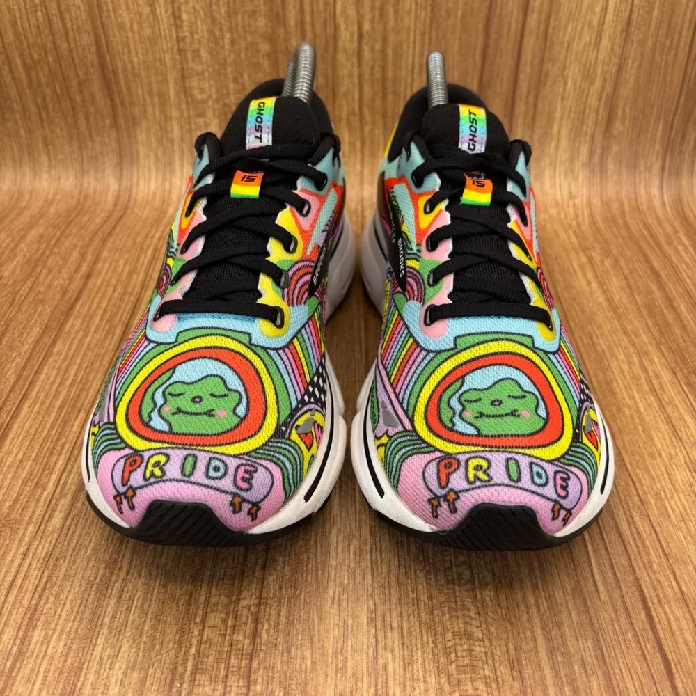 Brooks Ghost 15 Pride Running Shoes Womens 9.5 Multi-Color Doodle 1203801B058